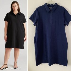 UNIVERSAL STANDARD Varsity French Terry Polo Dress Blue M 18-20 NEW Preppy